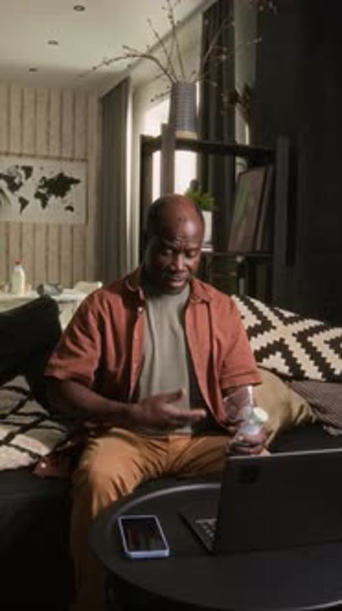 Man Video Calling With Laptop About Health