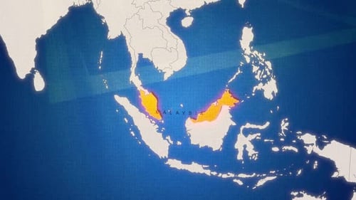 Modern Geographic Map Animation Highlighting Malaysia