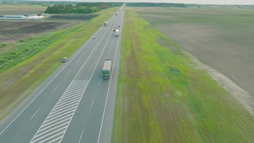 Truck Aerial Footage Traffic Transport Logistic Drive Travel Road Highway