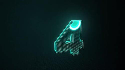 Futuristic Neon Blue Digit Entrance Animation