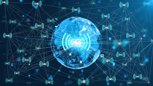 Futuristic 5G Global Technology Network Connection Animation