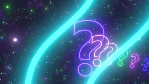 Inside Question Mark Shaped Glowing Neon Tunnel 3D Mystery Concept