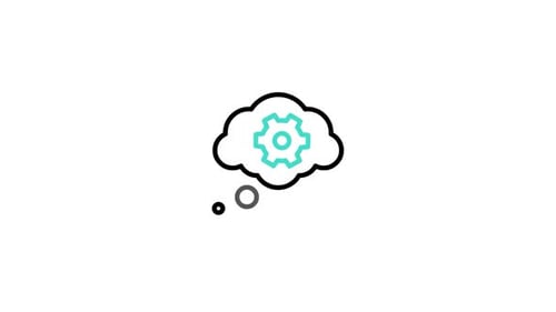 Minimalist Cloud Thought Bubble with Spinning Gear Icon