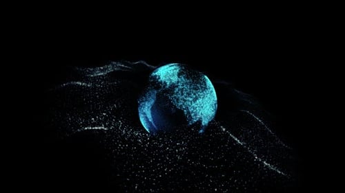 Futuristic Particle Globe Animation with Digital Wave