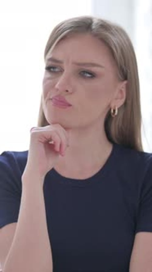 Portrait of Pensive Woman Thinking New Plan, Vertical Video