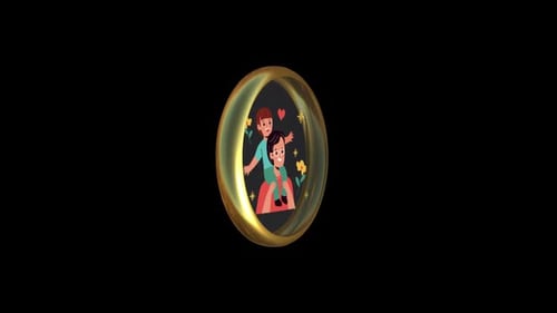 Rotating Gold Frame with Father and Child Illustration