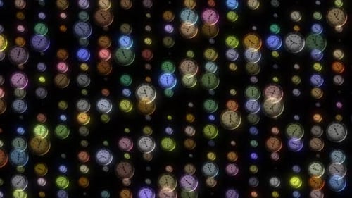Glowing Clock Animation Pattern. Digital Clock Motion Animation. Futuristic Since Fiction Digital Ti