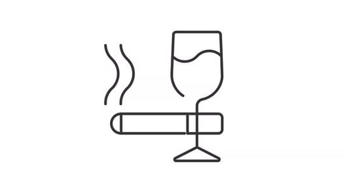 Animated wineglass and cigarette line icon