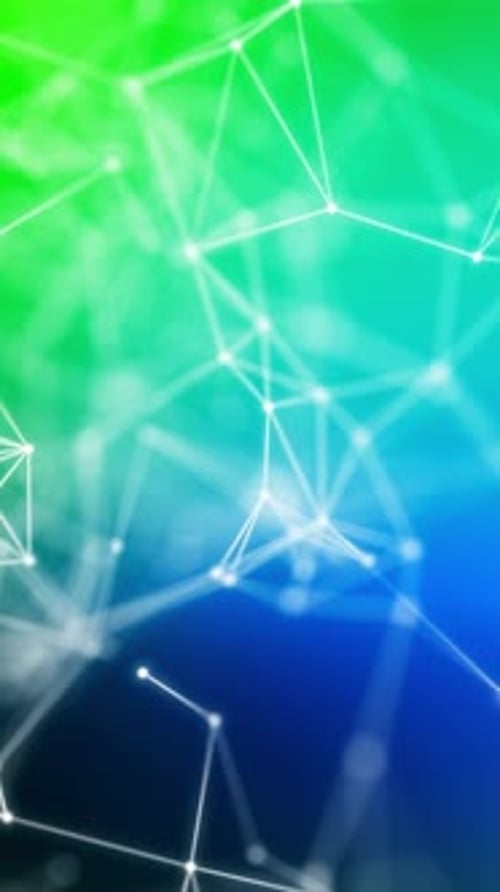 Abstract beautiful geometric background with moving lines, dots and triangles. Vertical video