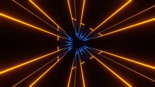 Orange And Blue Neon Light In Triangular Frame Background Vj Loop In 4K