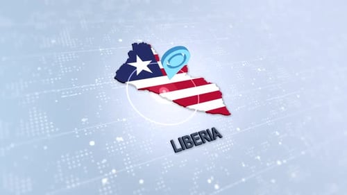 3D Animated Liberia Map with Flag and Location Pin