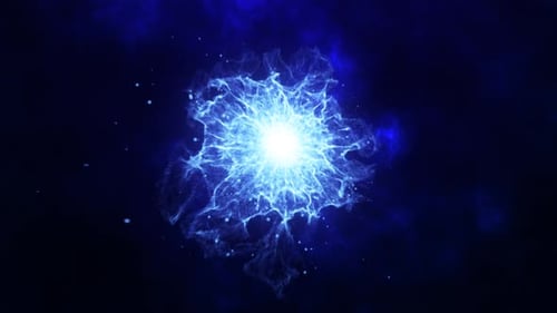 A dynamic burst of electric blue energy sphere