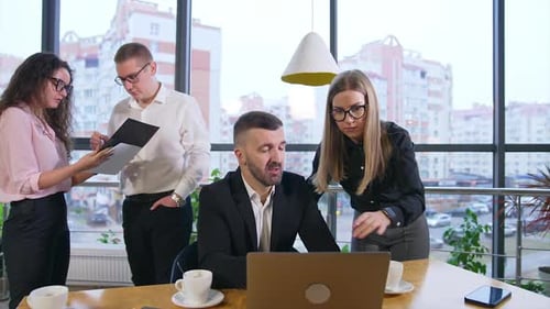 Team Collaboration in Modern Urban Office Setting