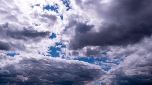 Storm Clouds Moving Quickly Across Blue Sky