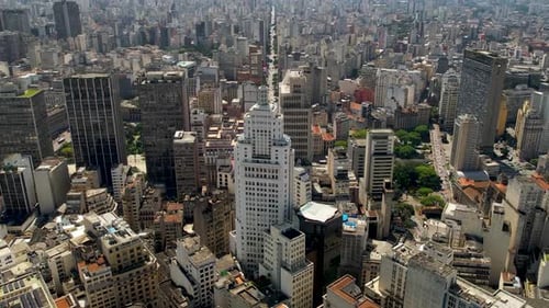 Downtown aerial timelapse city at Sao Paulo. 4K resolution time lapse of city and traffic scenery.