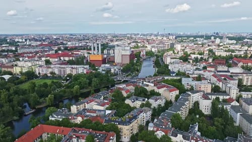 Aerial view of Spree river in Charlottenburg district , Berlin