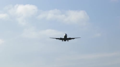 passenger airplane, air transportation, lands at the airport