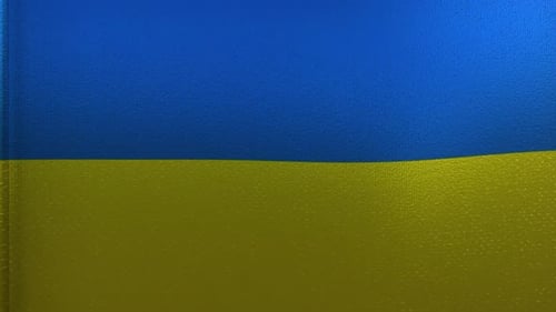 Waving Ukraine Flag Loop with Textured Fabric