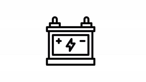 Animated Car Battery Line Icon with Charging Lightning Bolt