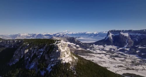 Snowy Mountain Landscape Aerial View in Winter