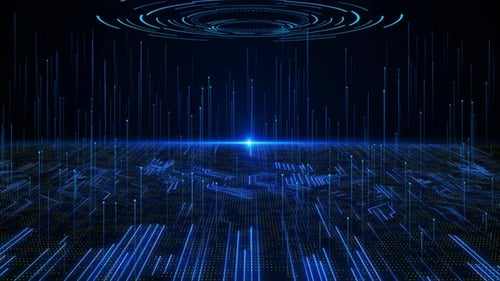 Futuristic Cyberspace Big Data Deep Cyber Stage Waves Lights Digital Matrix Background