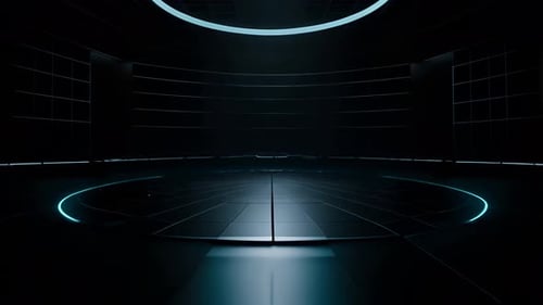 Podium Futuristische Vitrine mit Plattform für Produktausstellungen. Leeres modernes Bühnendisplay