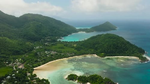 Mountainous Coastline with Coves and Turquoise Water Seychelles Mahe