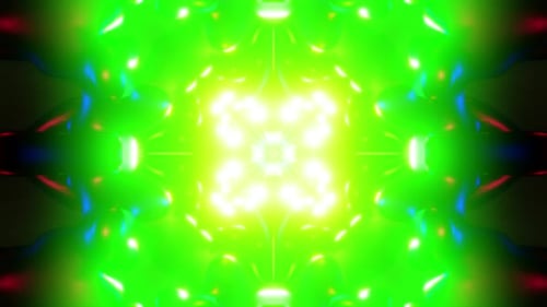 Neon Green Kaleidoscopic Tunnel VJ Loop with Pulsing Chrome Orbs and Glow