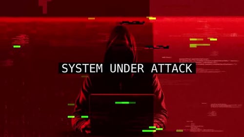 Texto de advertencia del sistema bajo ataque sin fondo de señal
