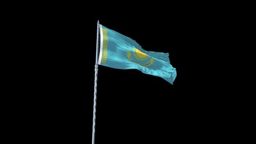 Waving Flag of Kazakhstan Realistic Animation