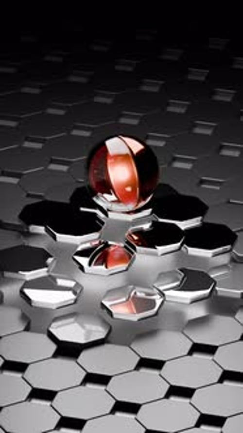 3D-Animation mit Metallkugeln, die eine Schleife befriedigen