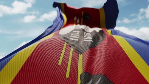 Eswatini Flag Waving Realistic Loop Animation