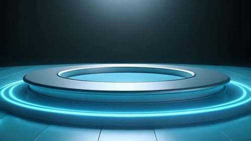 Podium Futuristische Vitrine mit Plattform für Produktausstellungen. Leeres modernes Bühnendisplay