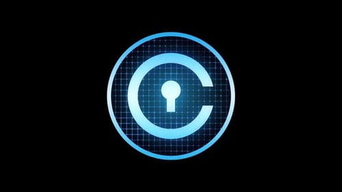 Futuristic Digital Copyright Lock Icon Animation