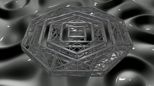 Abstract Wireframe Geometric Structure Rotating Seamless Loop