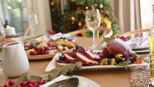 Christmas Holiday Dinner Table Feast