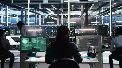 Cybersecurity Team in Data Center Trying to Prevent Unauthorized Access