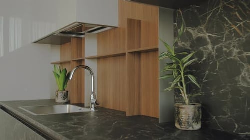 Modern Kitchen Interior Design with Sleek Countertop and Sink