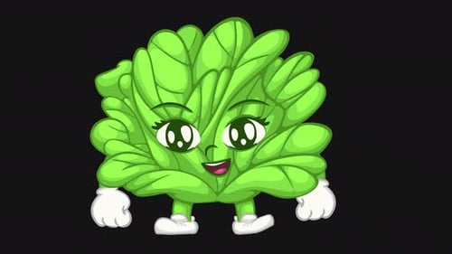 Cute Cartoon Lettuce Character Waving Animation