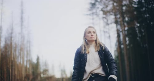 Tourist Walking On A Mountain Trail Trip