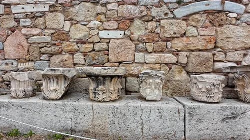 Closeup shot of old vintage archaeological art crafts of Greece.