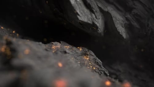 Abstract Dark Rock Surface with Glowing Particles Animation