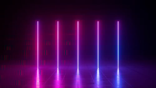 Neon Glowing Vertical Light Pillars Loop Background