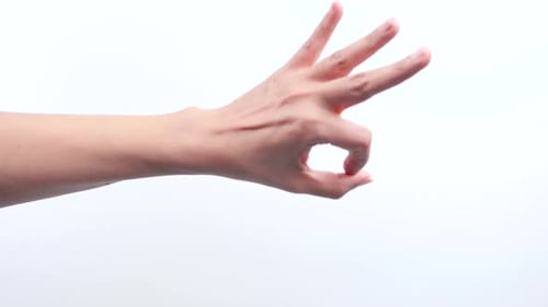 Hand Forming Circle, 'Okay' Gesture on White