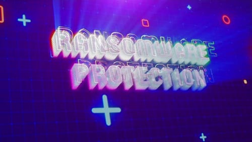 Ransomware Protection Text Animation with Glitch and Neon Effects