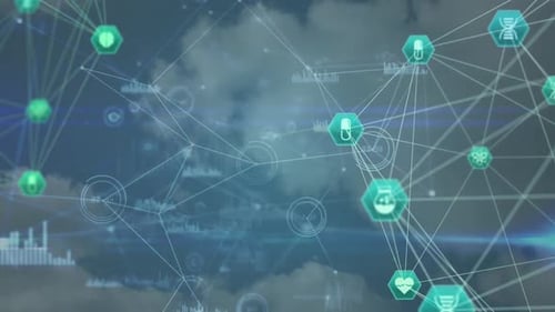 Futuristic Medical Network Background with Science Icons