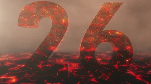 Lava Themed Hot Burning Number 26 Over a Volcanic Molten River
