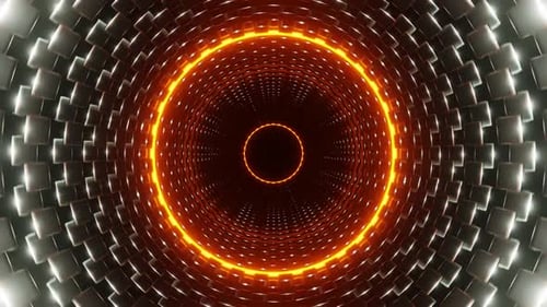 Silver With Orange Cylindrical Mechanism Background Vj Loop In HD
