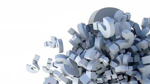 3D Question Marks Pile Up Revealing Large Question Symbol