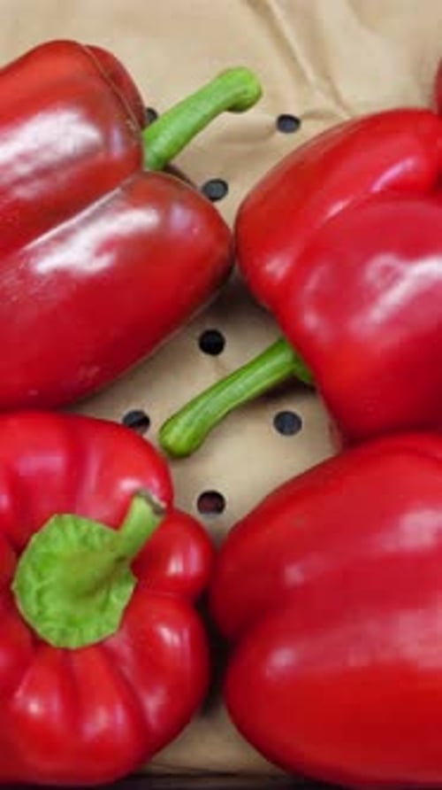 Close Up Footage of Red Bell Peppers